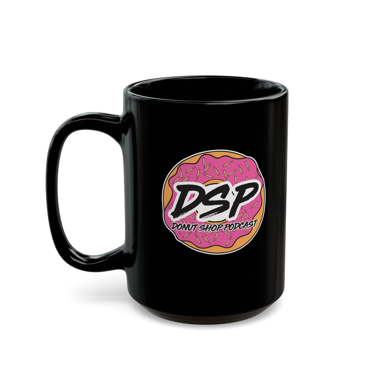 Donut Shop Podcast Black Mug (11oz, 15oz)