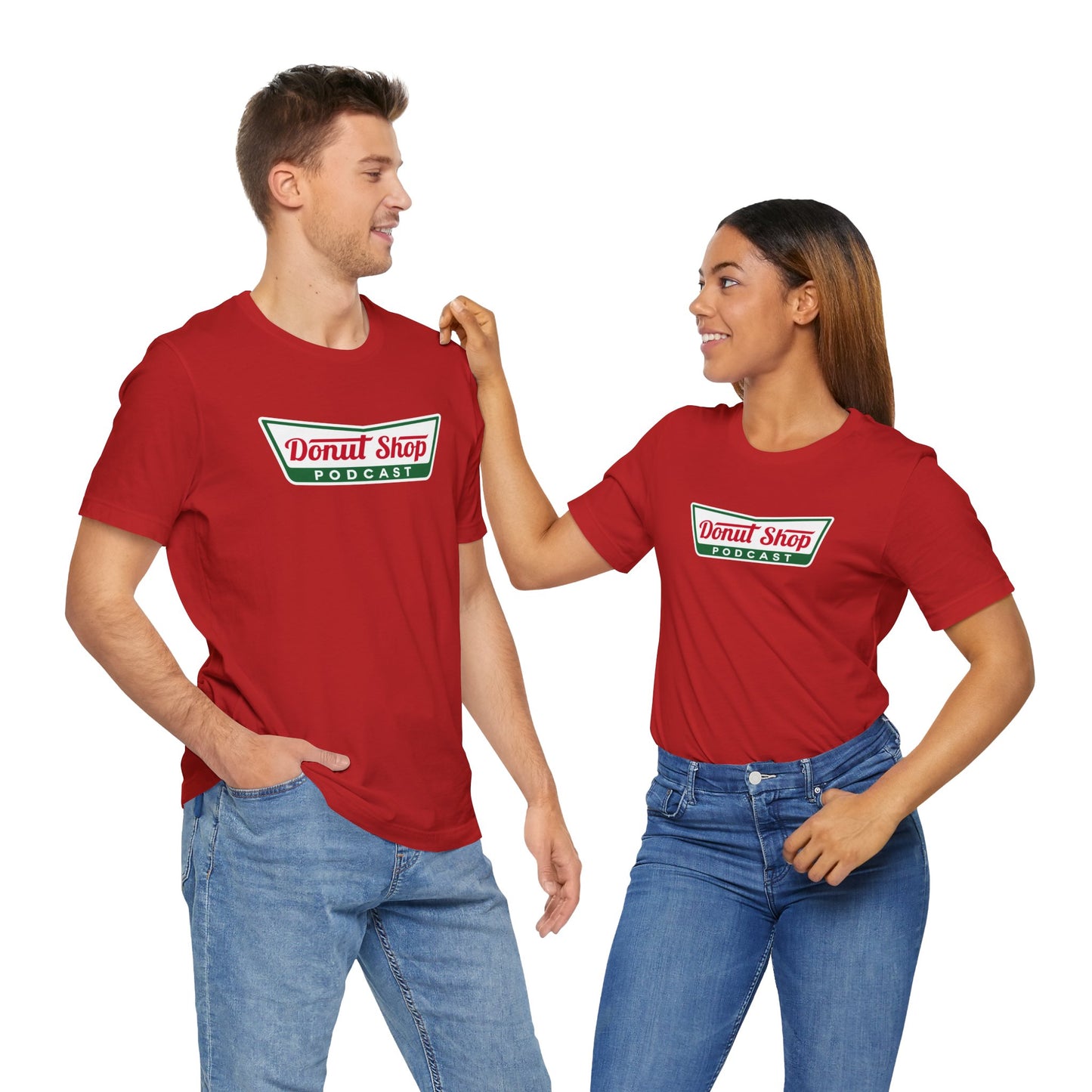 Donut Shop Podcast Unisex Jersey Tee - Parody Logo from a favorite shop