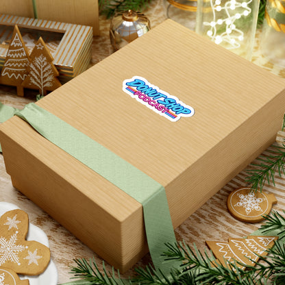 Donut Shop Podcast Sticker — Retro Neon Logo Kiss-Cut Sticker