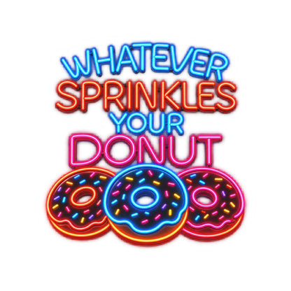 Whatever Sprinkles Your Donut Sticker — Neon Donut Kiss-Cut Decal
