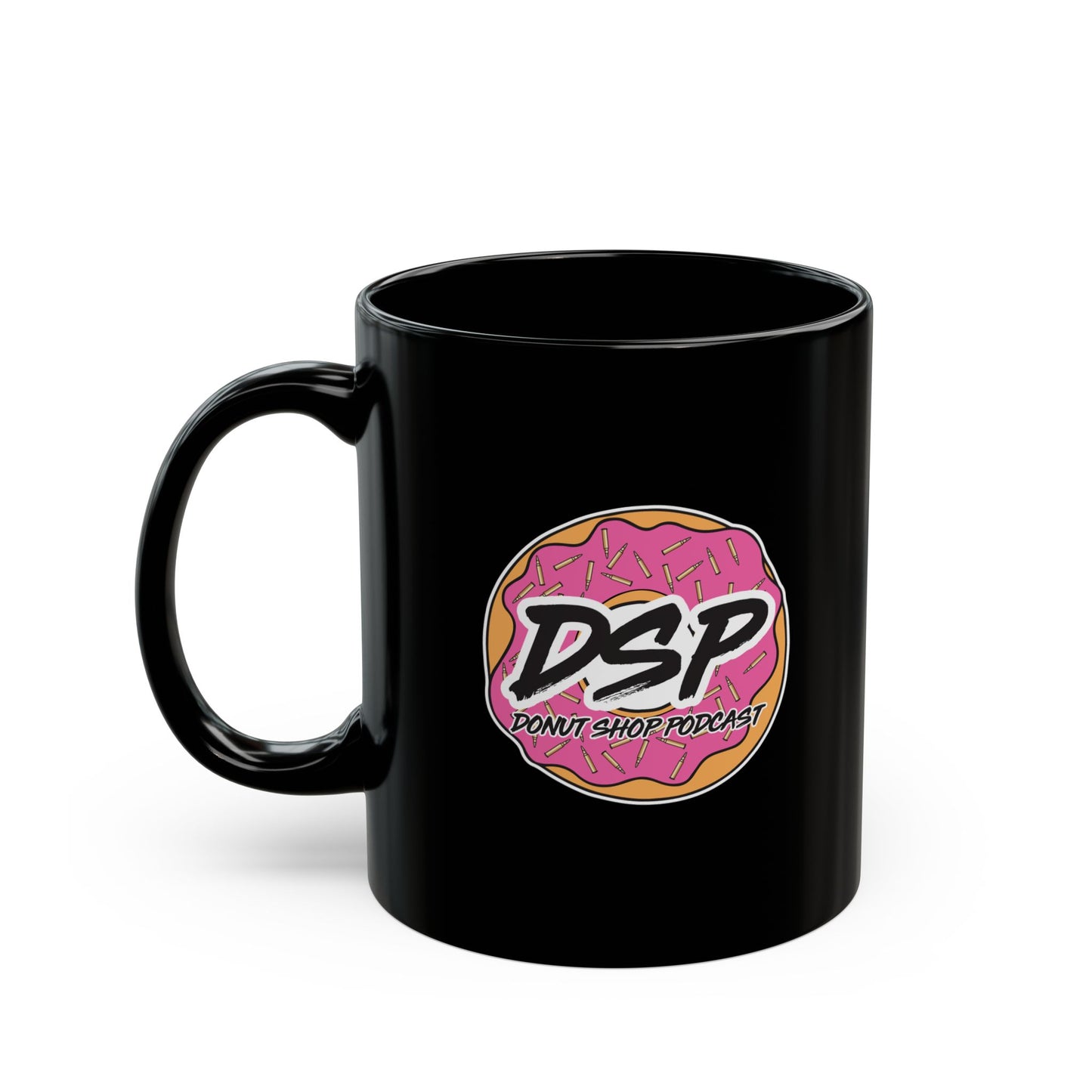Donut Shop Podcast Black Mug (11oz, 15oz)
