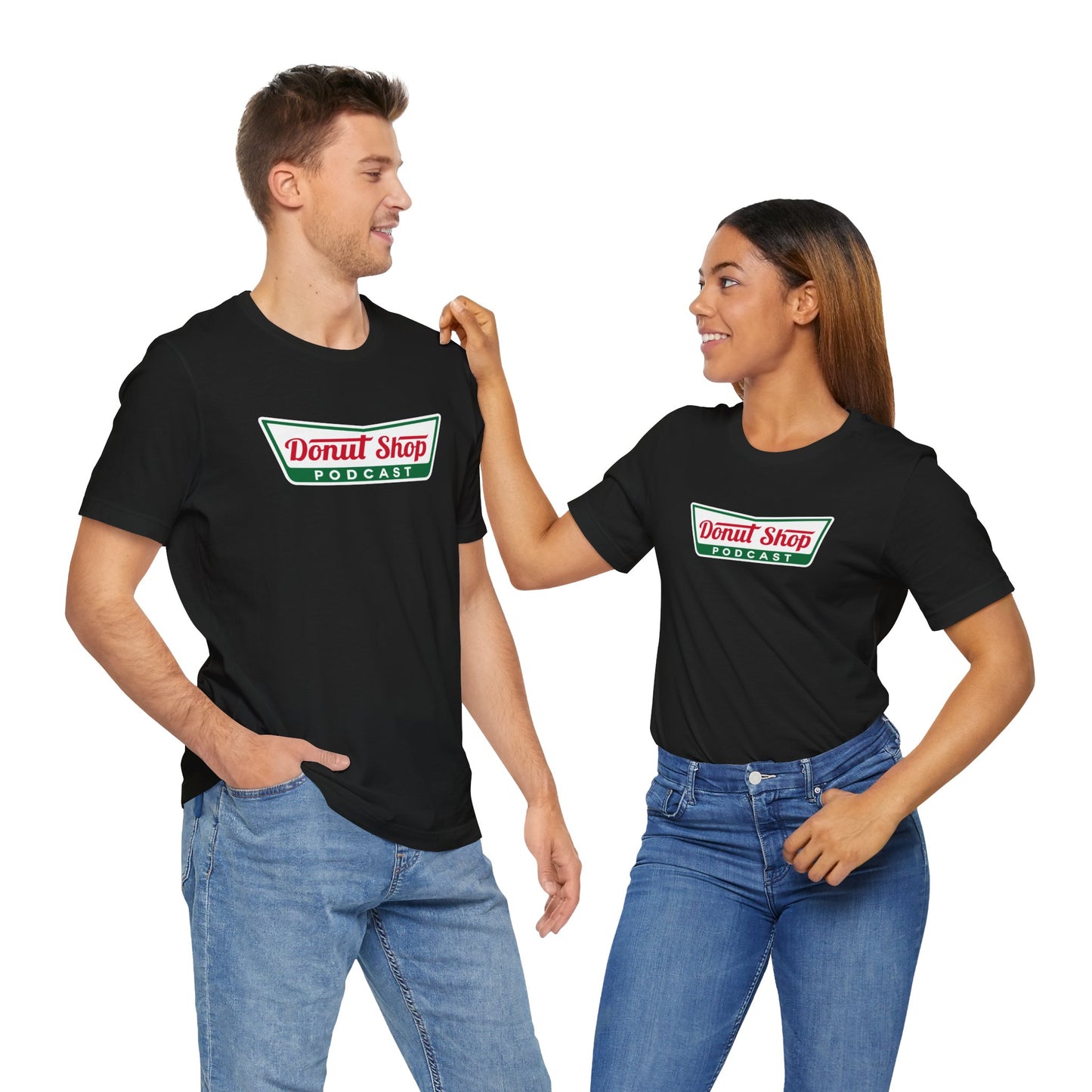 Donut Shop Podcast Unisex Jersey Tee - Parody Logo from a favorite shop