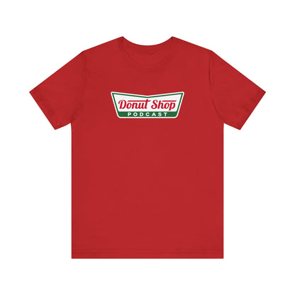 Donut Shop Podcast Unisex Jersey Tee - Parody Logo from a favorite shop