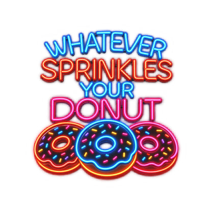 Whatever Sprinkles Your Donut Sticker — Neon Donut Kiss-Cut Decal
